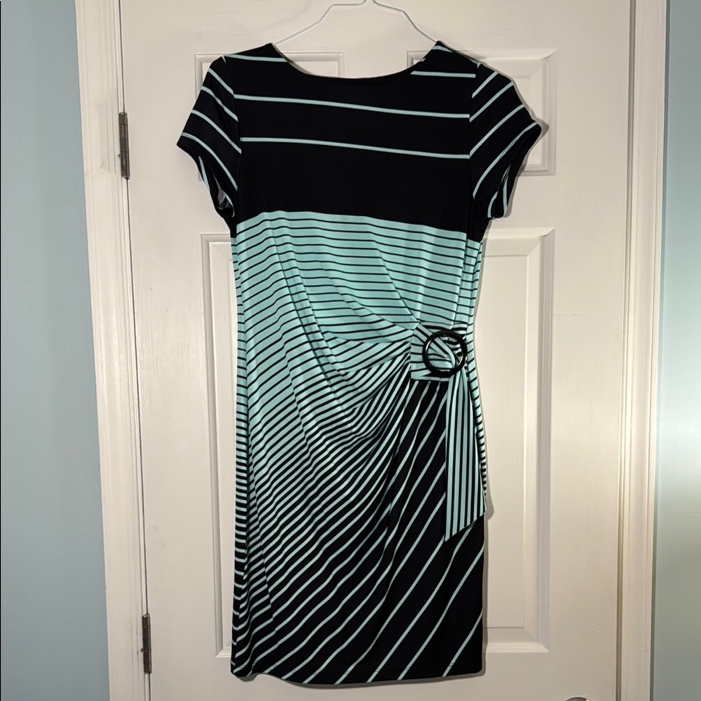 Shelby & Palmer Black and White Asymmetrical Sheath Dress